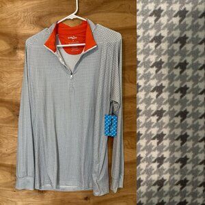 NWT Birdie Bound Pullover Shirt Mens Medium Gray Houndstooth Quarter Zip Golf